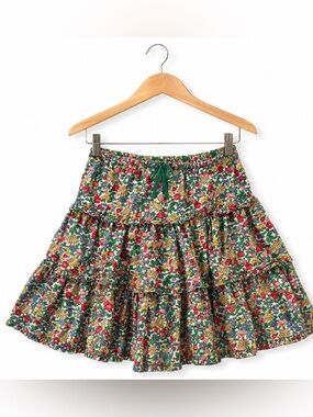 Mini Boden Floral Boho Tiered Corduroy Skirt 11-12 Years